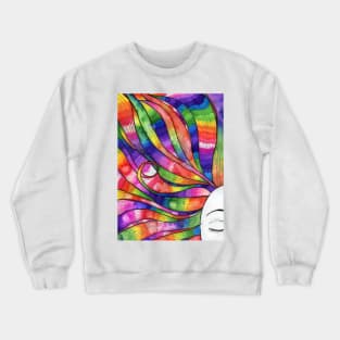 Woman with Rainbow hair Crewneck Sweatshirt